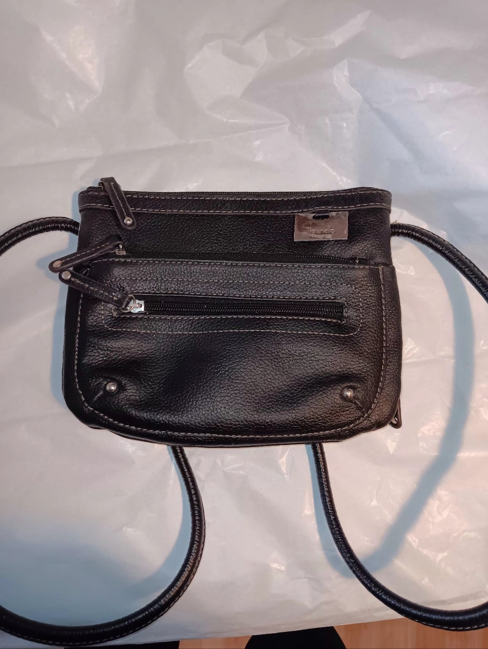 Tignanello Black Pebbled Leather Crossbody Bag